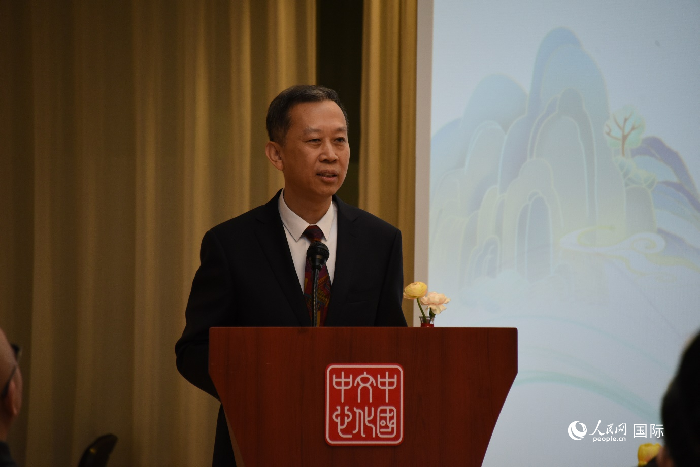 中国驻瑞典大使崔爱民致辞。人民网记者 殷淼摄