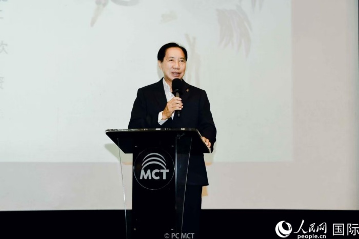 泰国前国会主席、泰中友谊联合会会长颇钦发表致辞。人民网记者 孙广勇摄